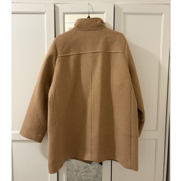 J. Crew Factory Button Neck City Coat Plus Size– Heather Acorn (Tan/Camel) - Picture 6 of 8